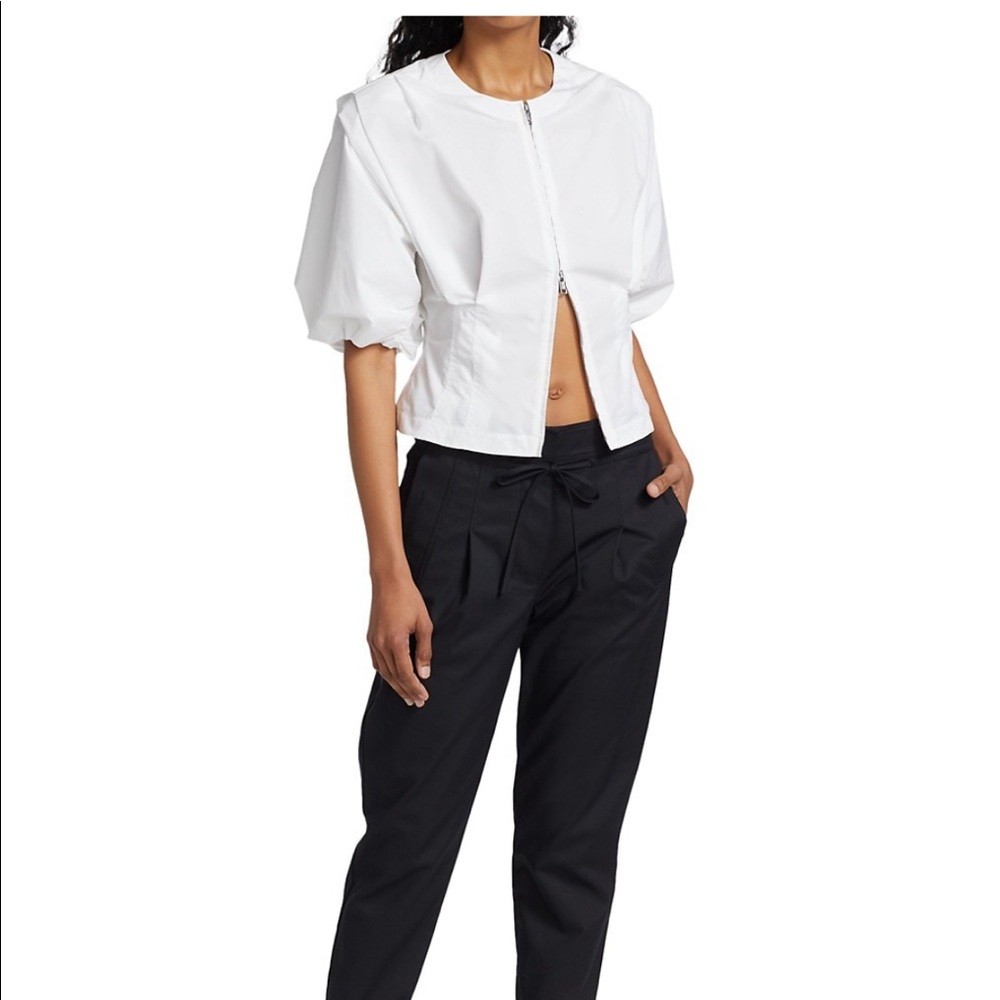 NWT 3.1 Phillip Lim Puff-Sleeve Poplin Zip-Up Top